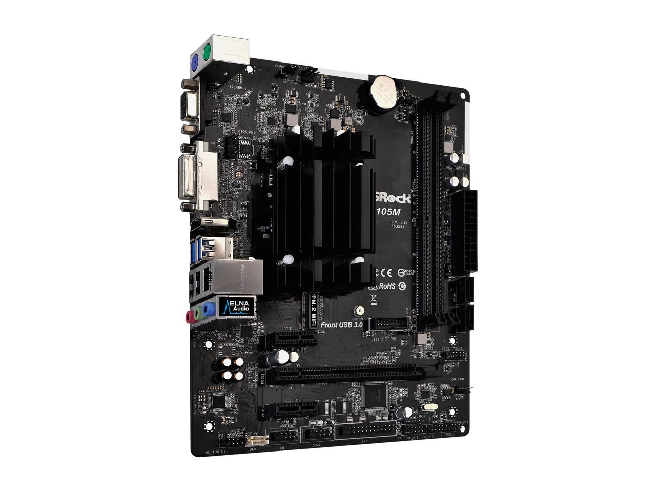 ASRock J4105M Intel Celeron Quad-Core Processor J4105 (up to 2.5 GHz) Micro ATX Motherboard / CPU Combo