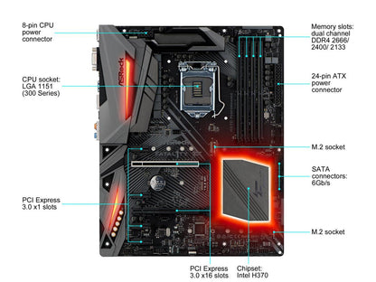 ASRock Fatal1ty H370 Performance LGA 1151 (300 Series) Intel H370 SATA 6Gb/s ATX Intel Motherboard