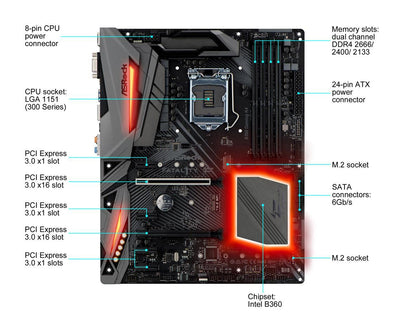 ASRock Fatal1ty B360 Gaming K4 LGA 1151 (300 Series) Intel B360 HDMI SATA 6Gb/s USB 3.1 ATX Intel Motherboard