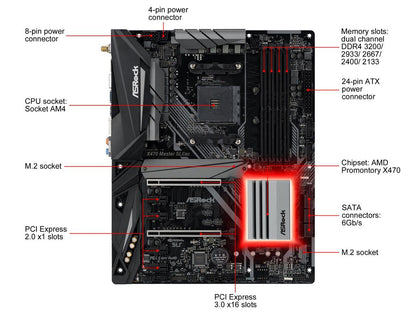 ASRock X470 Master SLI/AC AM4 AMD Ryzen 3000 Series CPU Ready ATX AMD Motherboard