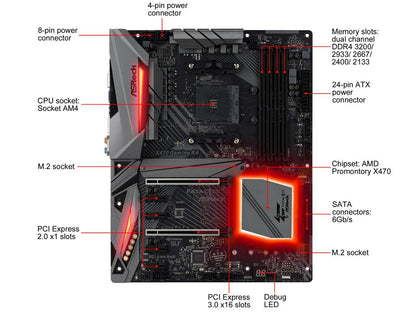ASRock Fatal1ty X470 Gaming K4 AM4 AMD Ryzen 3000 Series CPU Ready ATX AMD Motherboard