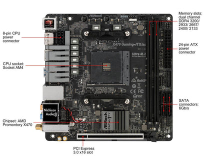 ASRock Fatal1ty X470 Gaming-ITX/ac AM4 AMD Ryzen 3000 Series CPU Ready Mini ITX AMD Motherboard