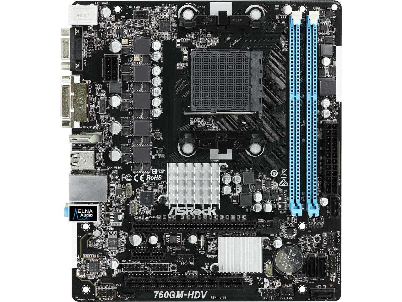 ASRock 760GM-HDV AM3+/AM3 AMD 760G HDMI Micro ATX AMD Motherboard