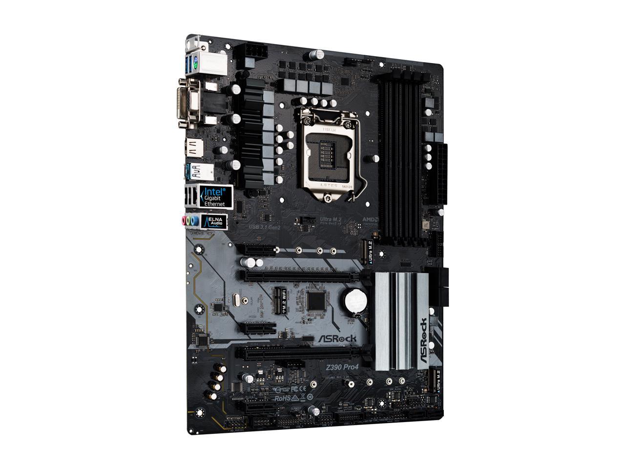 ASRock Z390 Pro4 LGA 1151 (300 Series) Intel Z390 SATA 6Gb/s ATX Intel Motherboard