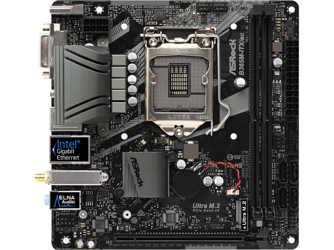ASRock B365M-ITX/ac LGA 1151 (300 Series) Intel B365 HDMI SATA 6Gb/s USB 3.1 Mini ITX Intel Motherboard