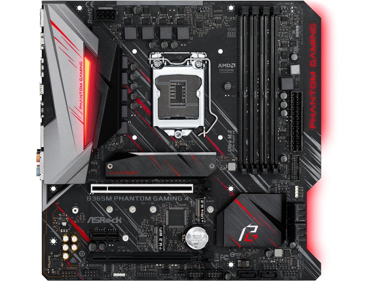 ASRock B365M Phantom Gaming 4 LGA 1151 (300 Series) Intel B365 SATA 6Gb/s Micro ATX Intel Motherboard