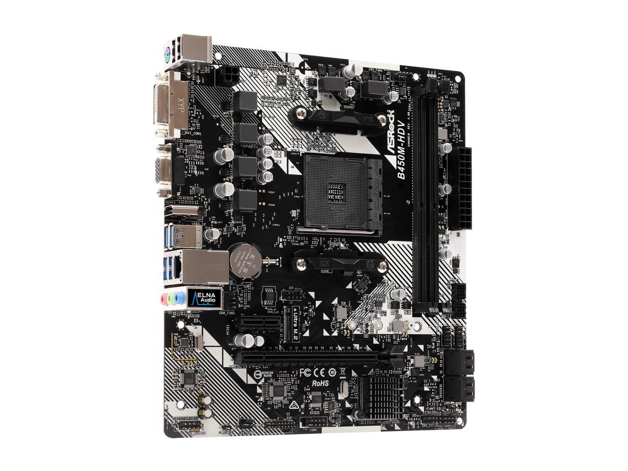 ASRock B450M-HDV R4.0 AM4 AMD Promontory B450 SATA 6Gb/s Micro ATX AMD Motherboard