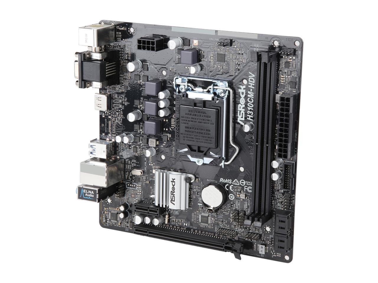 ASRock H310CM-HDV LGA 1151 (300 Series) Intel H310 HDMI SATA 6Gb/s USB 3.1 Micro ATX Intel Motherboard