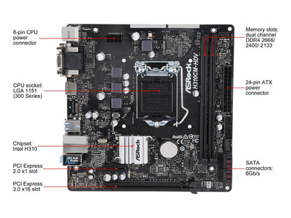 ASRock H310CM-HDV LGA 1151 (300 Series) Intel H310 HDMI SATA 6Gb/s USB 3.1 Micro ATX Intel Motherboard
