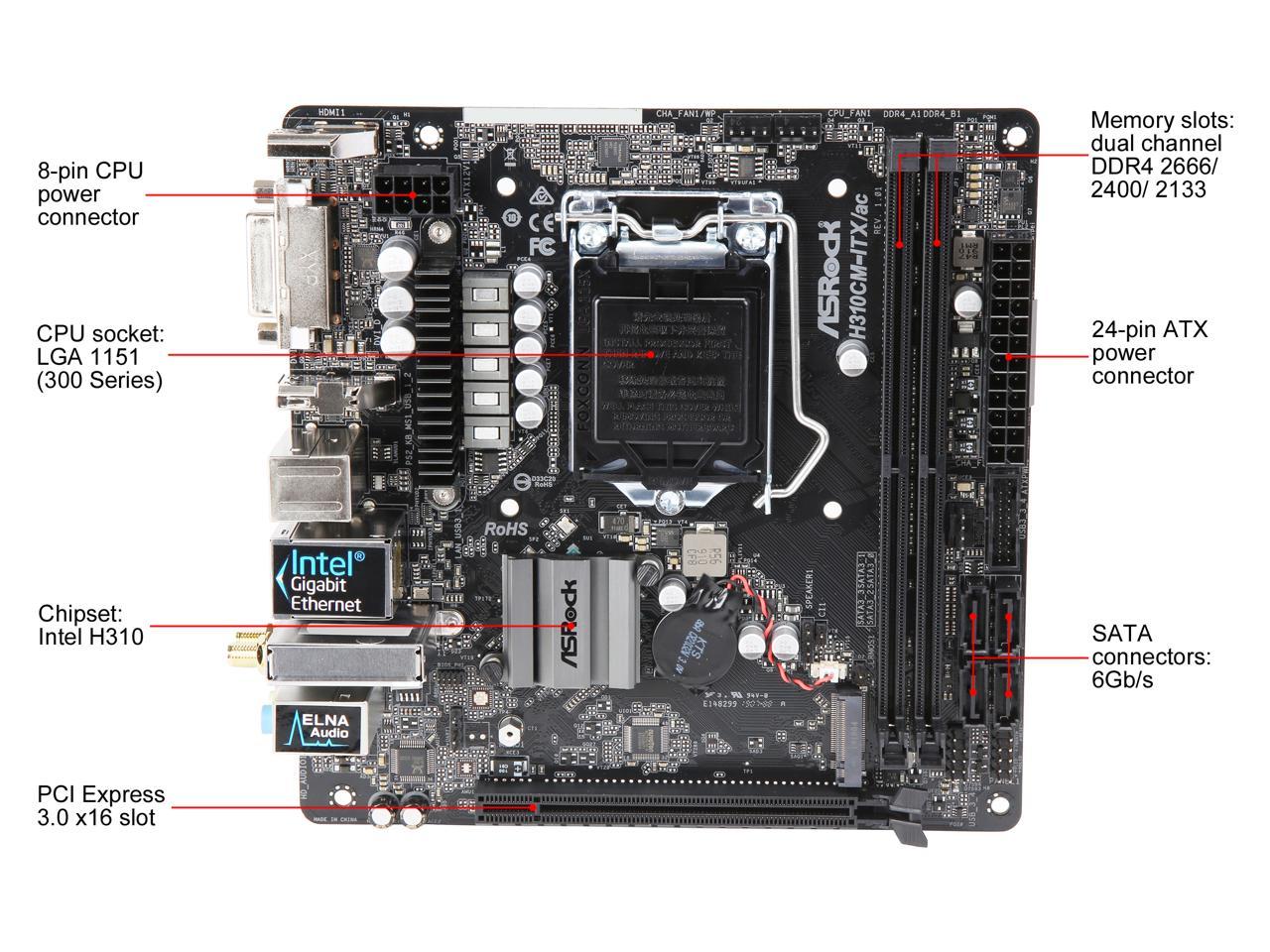 ASRock H310CM-ITX/ac LGA 1151 (300 Series) Intel H310 SATA 6Gb/s Mini ITX Intel Motherboard