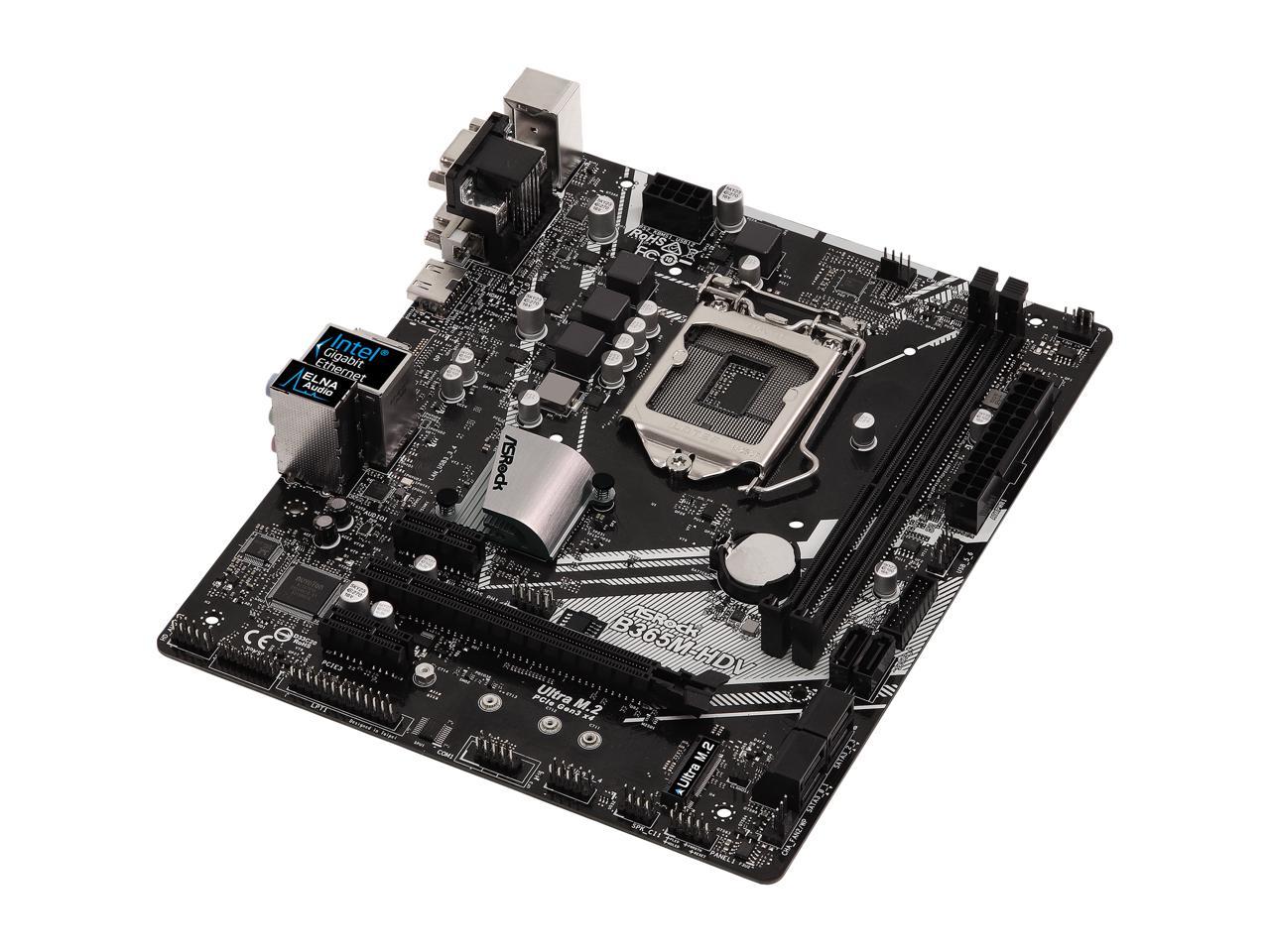 ASRock B365M-HDV LGA 1151 (300 Series) Intel B365 SATA 6Gb/s Micro ATX Intel Motherboard