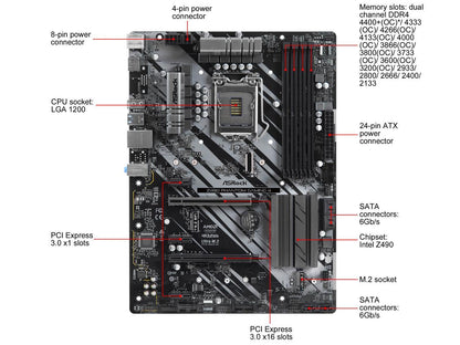 ASRock Z490 Phantom Gaming 4 LGA 1200 Intel Z490 SATA 6Gb/s ATX Intel Motherboard