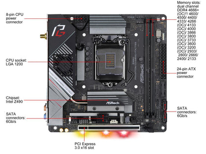 ASRock Z490 Phantom Gaming-ITX/TB3 LGA 1200 Intel Z490 SATA 6Gb/s Mini ITX Intel Motherboard