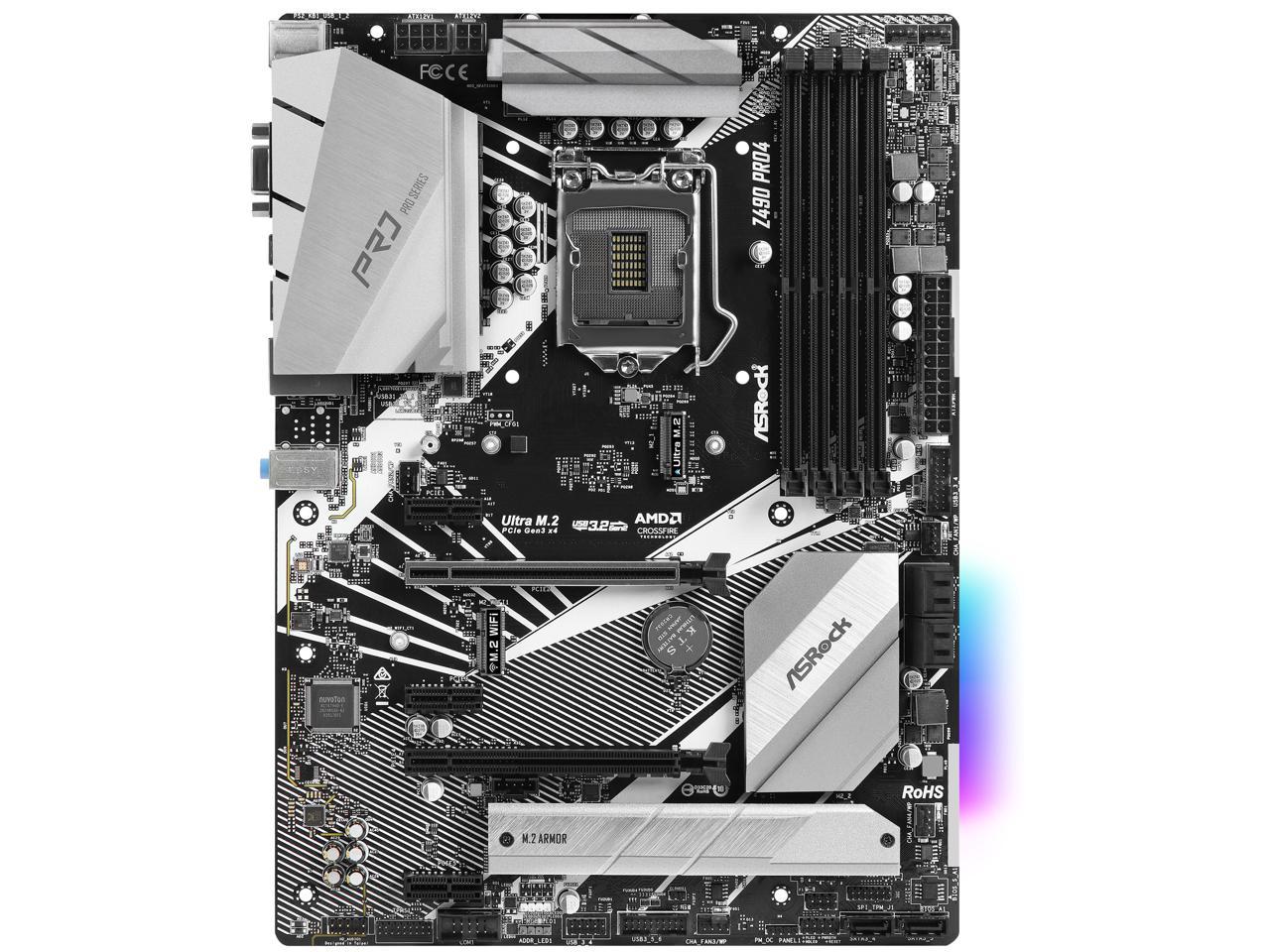 ASRock Z490 Pro4 LGA 1200 Intel Z490 SATA 6Gb/s ATX Intel Motherboard