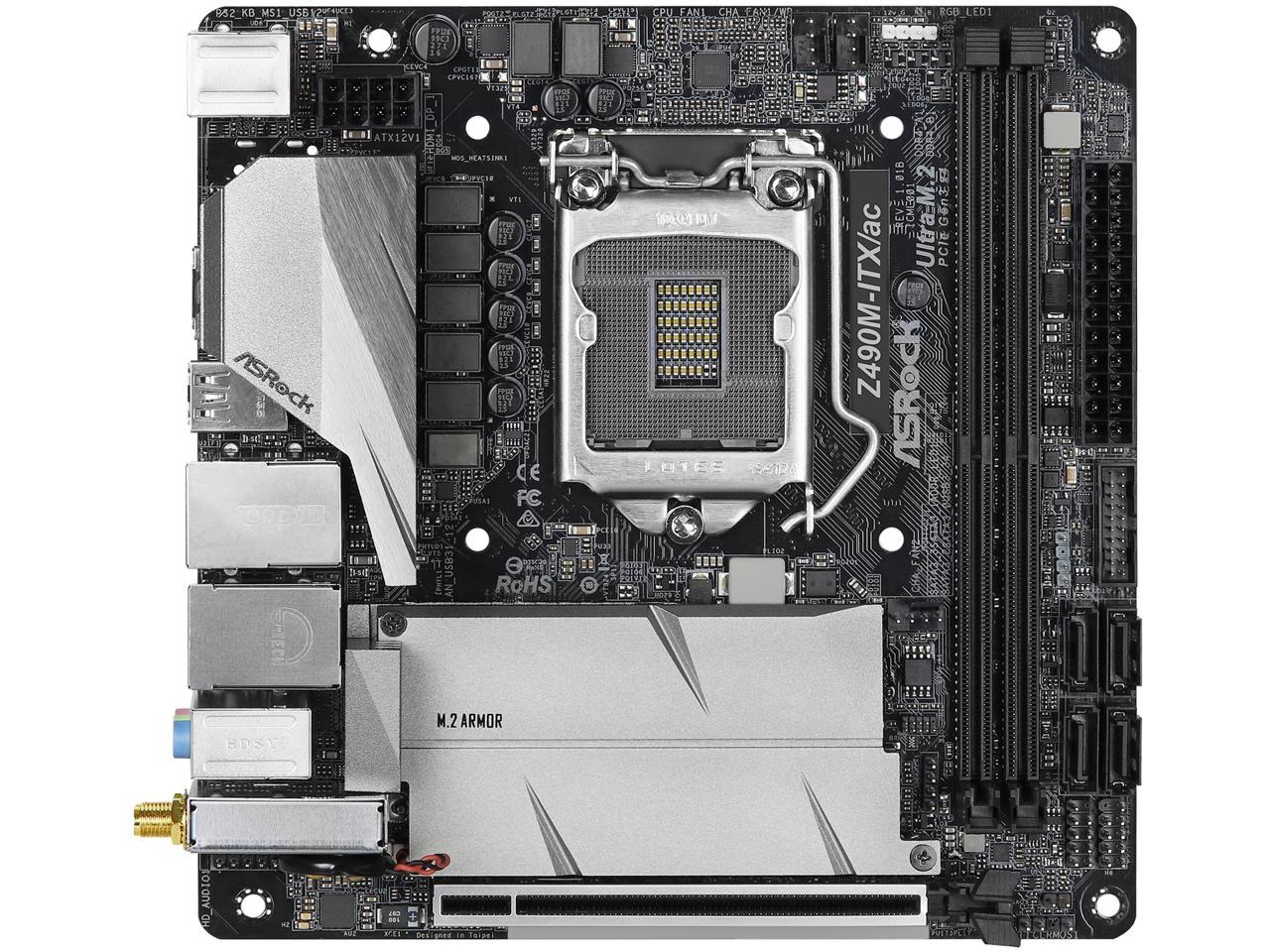 ASRock Z490M-ITX/ac LGA 1200 Intel Z490 SATA 6Gb/s Mini ITX Intel Motherboard