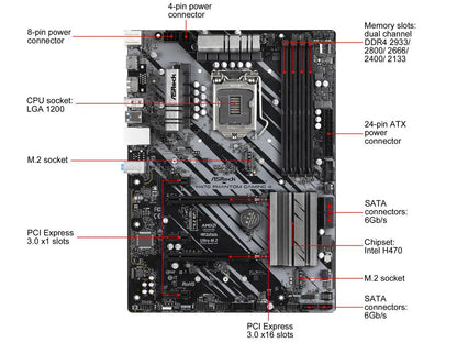 ASRock H470 Phantom Gaming 4 LGA 1200 Intel H470 SATA 6Gb/s ATX Intel Motherboard