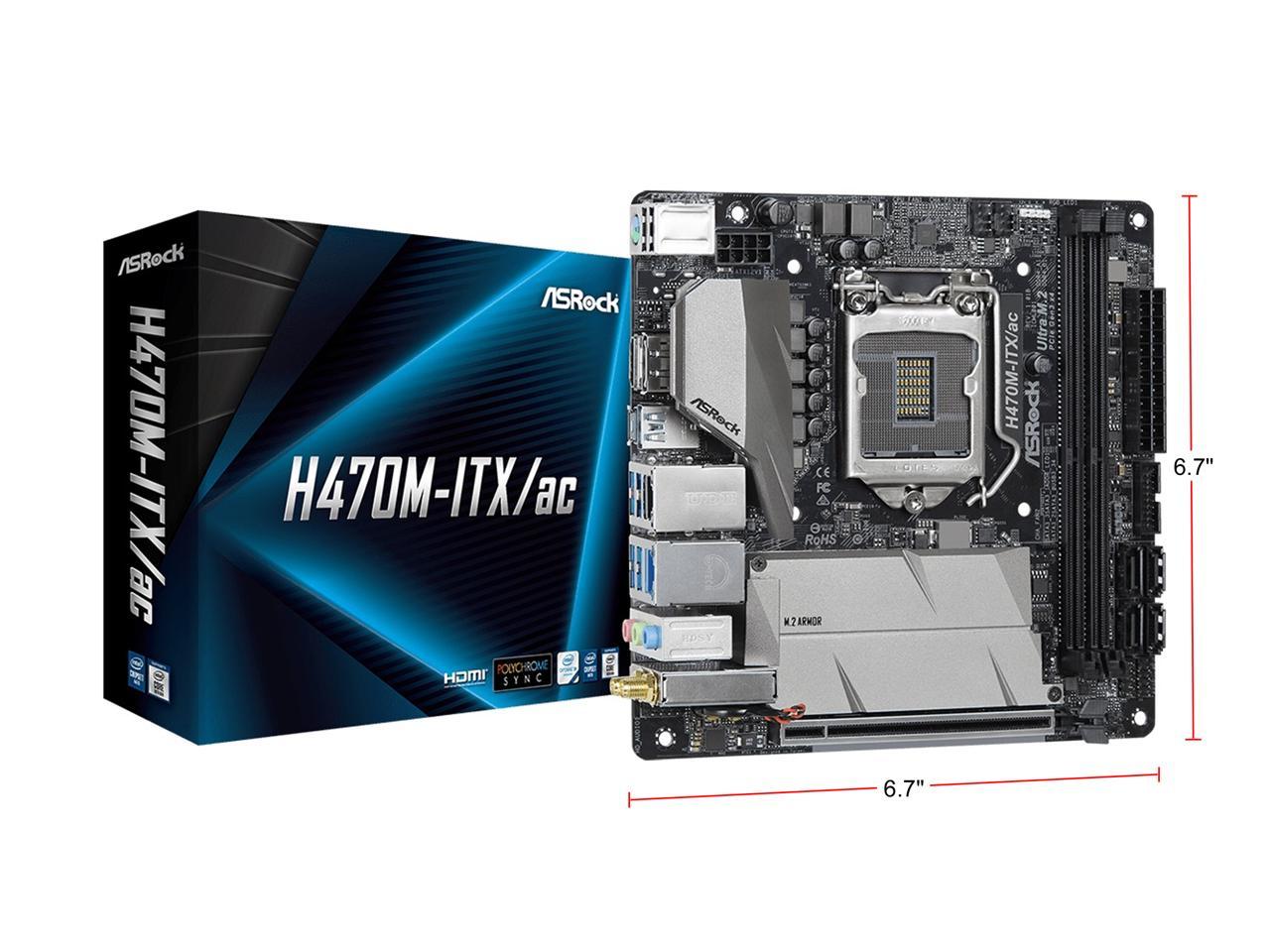 ASRock H470M-ITX/AC LGA 1200 Intel H470 SATA 6Gb/s Mini ITX Intel Motherboard