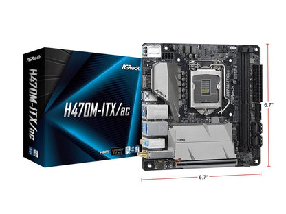 ASRock H470M-ITX/AC LGA 1200 Intel H470 SATA 6Gb/s Mini ITX Intel Motherboard
