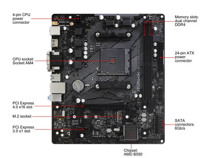 ASRock B550M-HDV AM4 AMD B550 SATA 6Gb/s Micro ATX AMD Motherboard