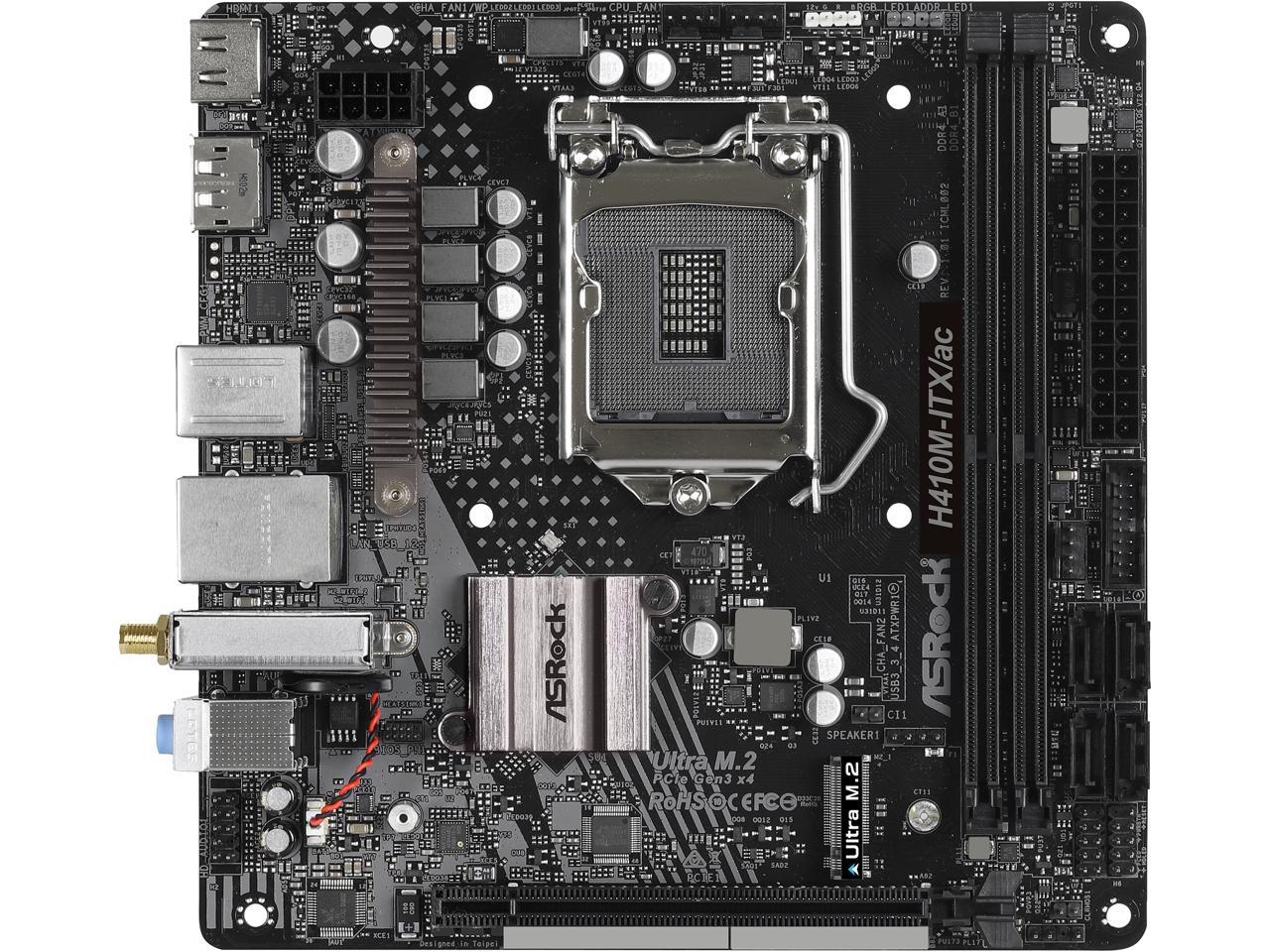 ASRock H410M-ITX/AC LGA 1200 Intel H410 SATA 6Gb/s Mini ITX Intel Motherboard