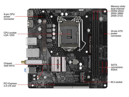 ASRock H410M-ITX/AC LGA 1200 Intel H410 SATA 6Gb/s Mini ITX Intel Motherboard