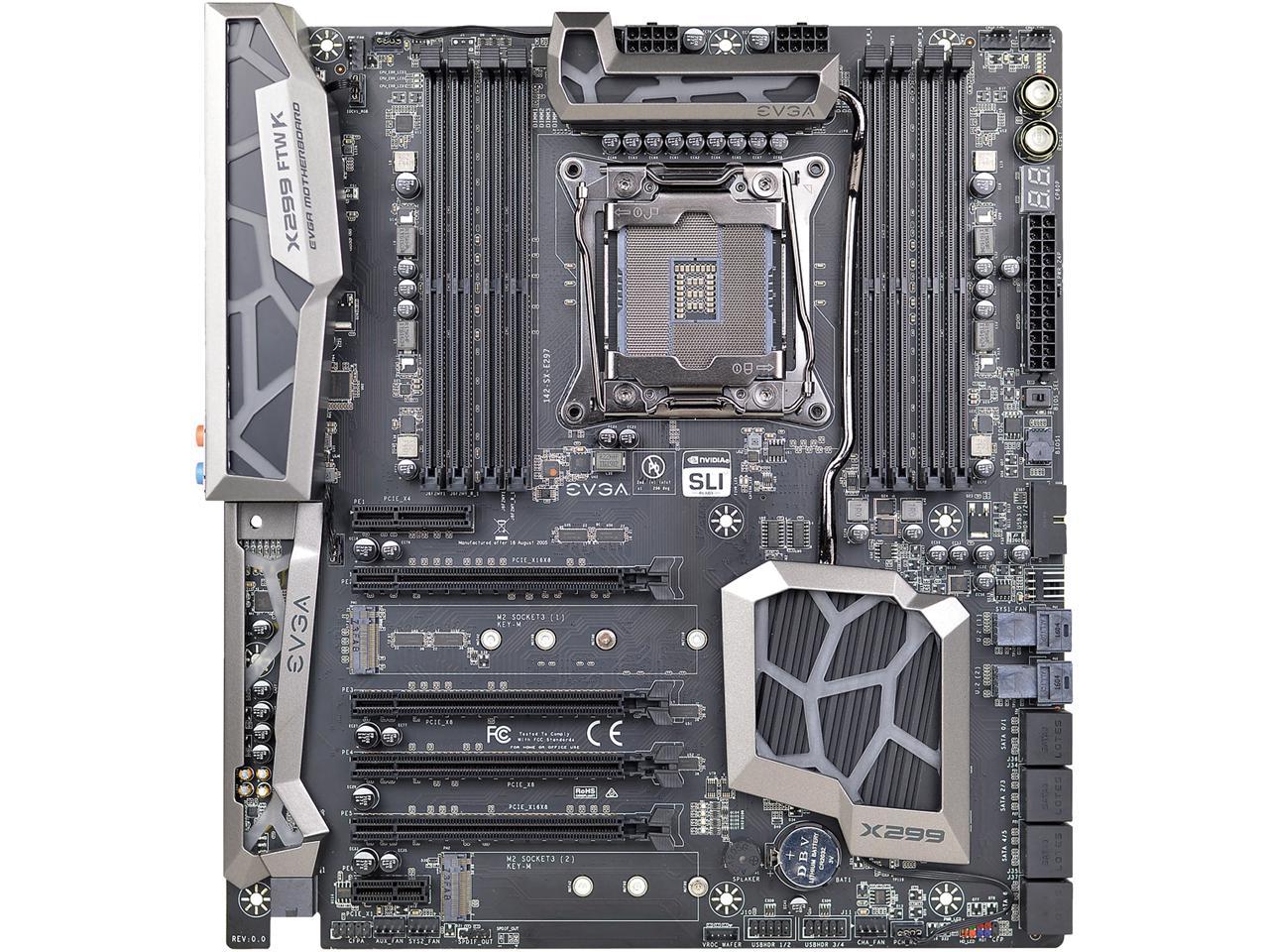 EVGA X299 FTW K, 142-SX-E297-KR, LGA 2066, Intel X299, SATA 6Gb/s, USB 3.1, USB 3.0, EATX, Intel Motherboard