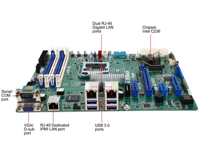 ASRock E3C236D4U Micro ATX Server Motherboard LGA1151 Intel C236