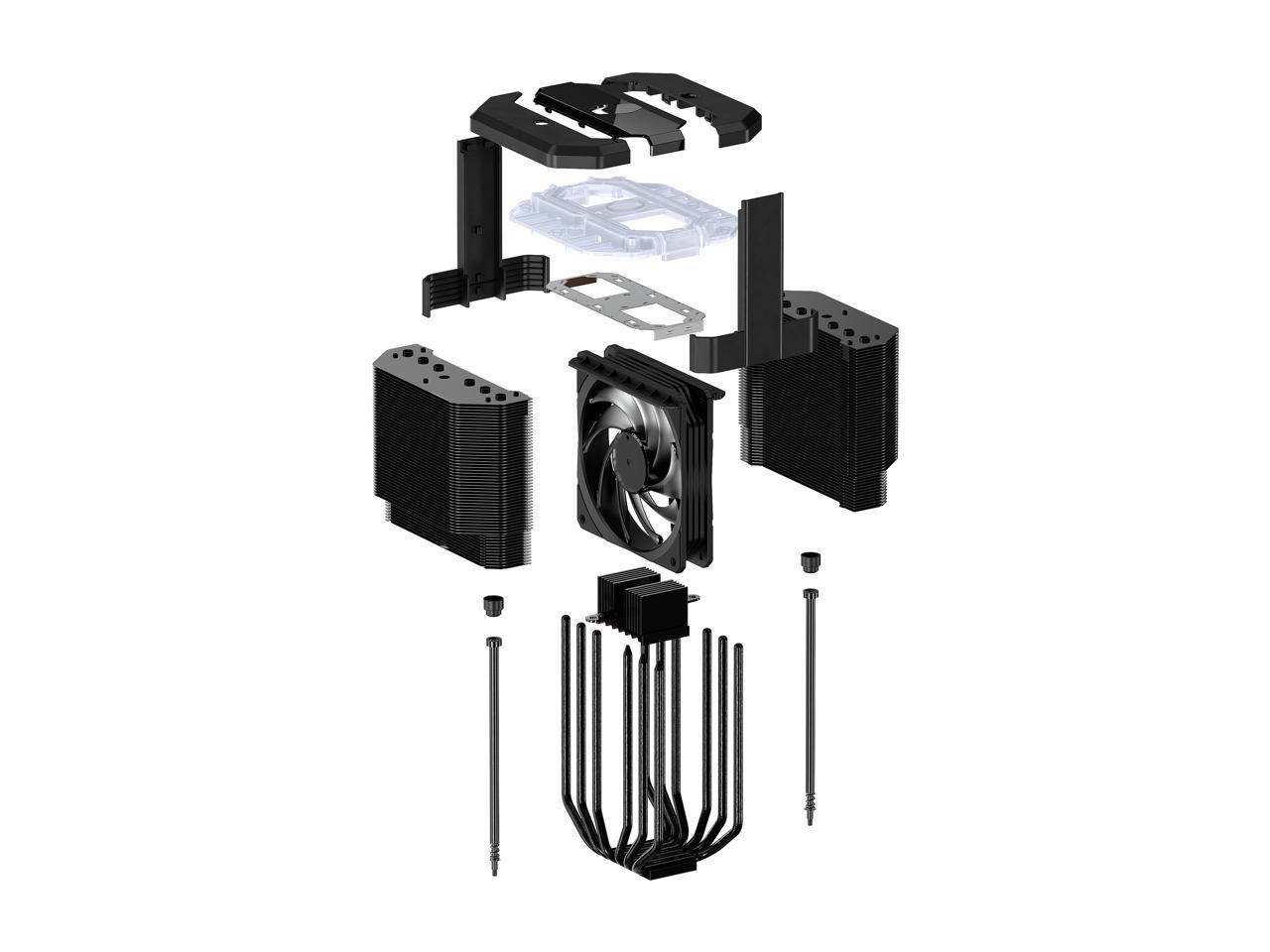 Cooler Master MasterAir MA620M Dual Tower ARGB High Performance CPU Air Cooler, 6 CDC 2.0 Heatpipes, SF120R Fan, Hexagon Strip Addressable RGB Lighting for AMD Ryzen/Intel LGA1200/1151