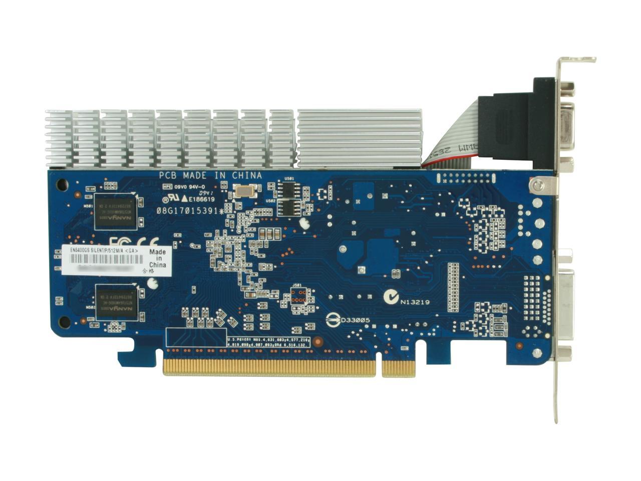 ASUS GeForce 8400 GS DirectX 10 EN8400GS Silent/P/512M 512MB 64-Bit DDR2 PCI Express 2.0 x16 HDCP Ready Video Card