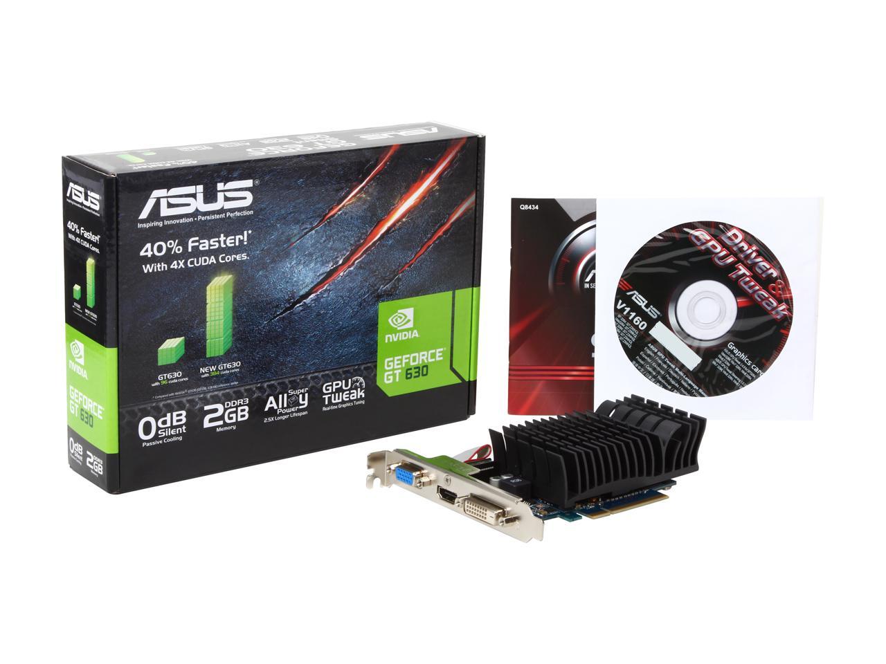 ASUS GeForce GT 630 DirectX 11 GT630-SL-2GD3-L 2GB 64-Bit GDDR3 PCI Express 2.0 Low Profile Ready Video Card