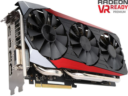 ASUS Radeon R9 390X DirectX 12 STRIX-R9390X-DC3OC-8GD5-GAMING 8GB 512-Bit GDDR5 PCI Express 3.0 HDCP Ready Video Card