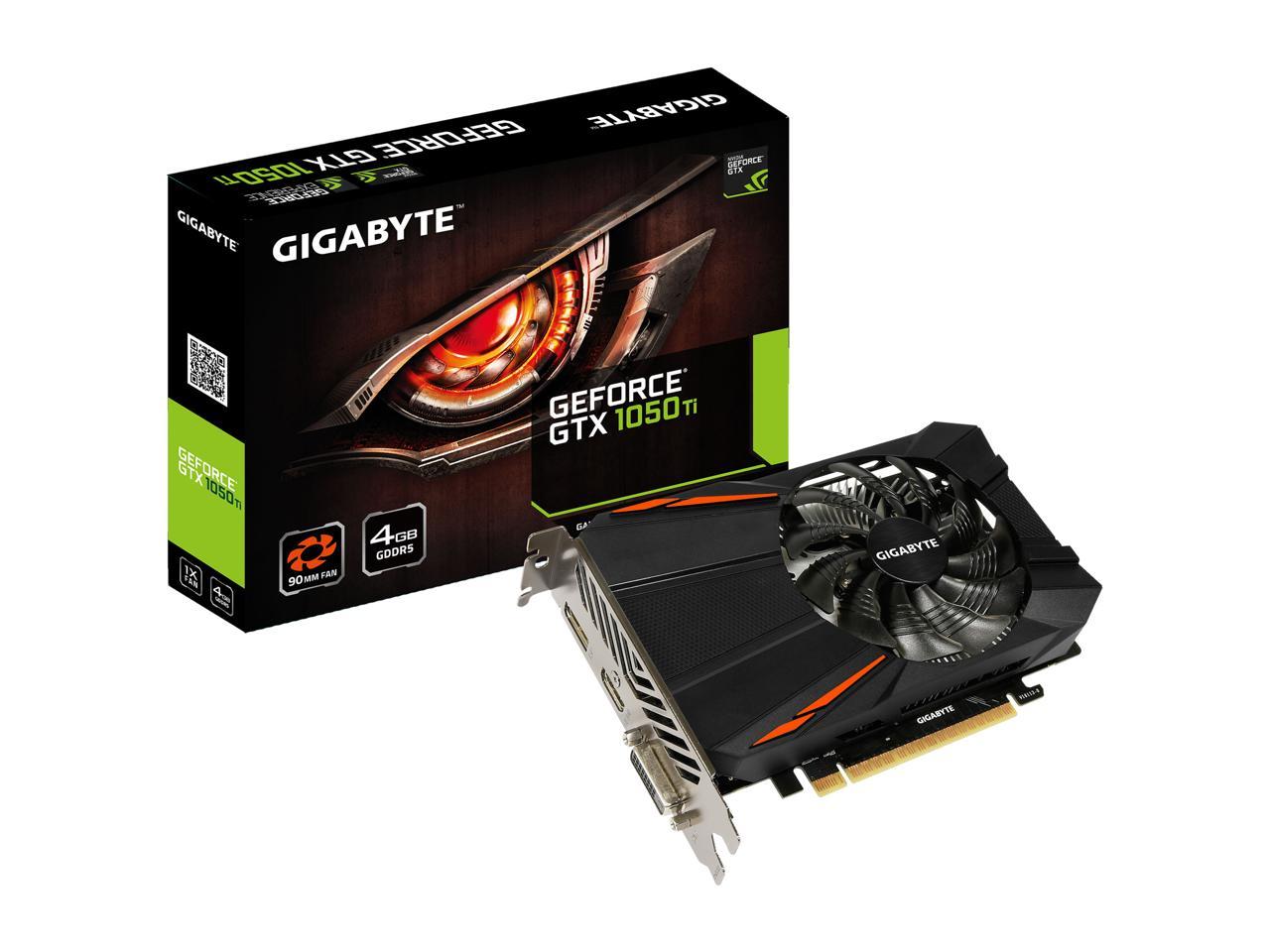 GIGABYTE GeForce GTX 1050 Ti DirectX 12 GV-N105TD5-4GD 4GB 128-Bit GDDR5 PCI Express 3.0 x16 Video Cards