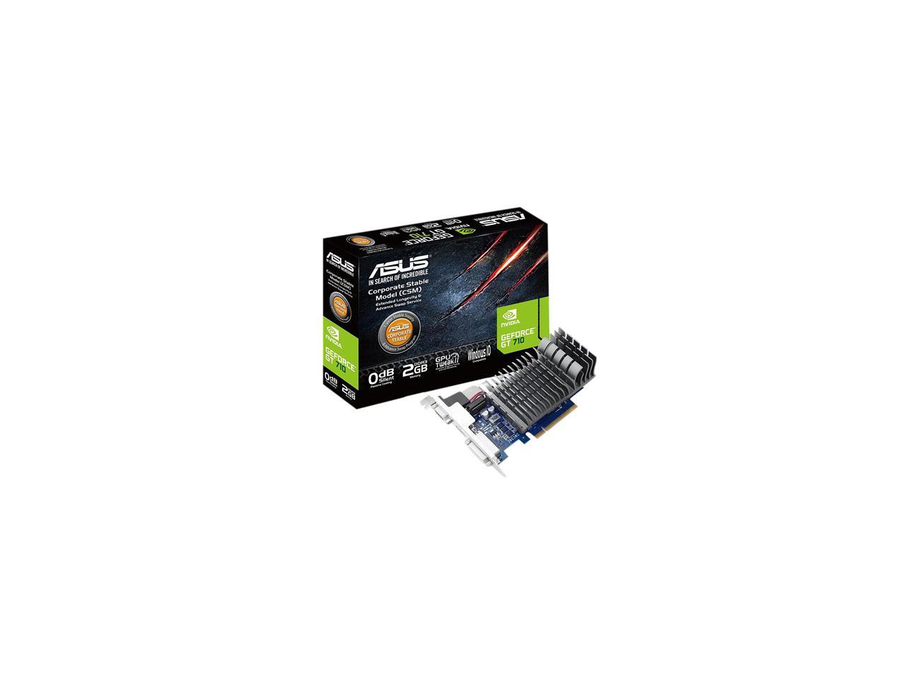 ASUS GeForce GT 710 DirectX 12 710-2-SL-CSM 2GB 64-Bit DDR3 PCI Express 2.0 x8 HDCP Ready Video Card