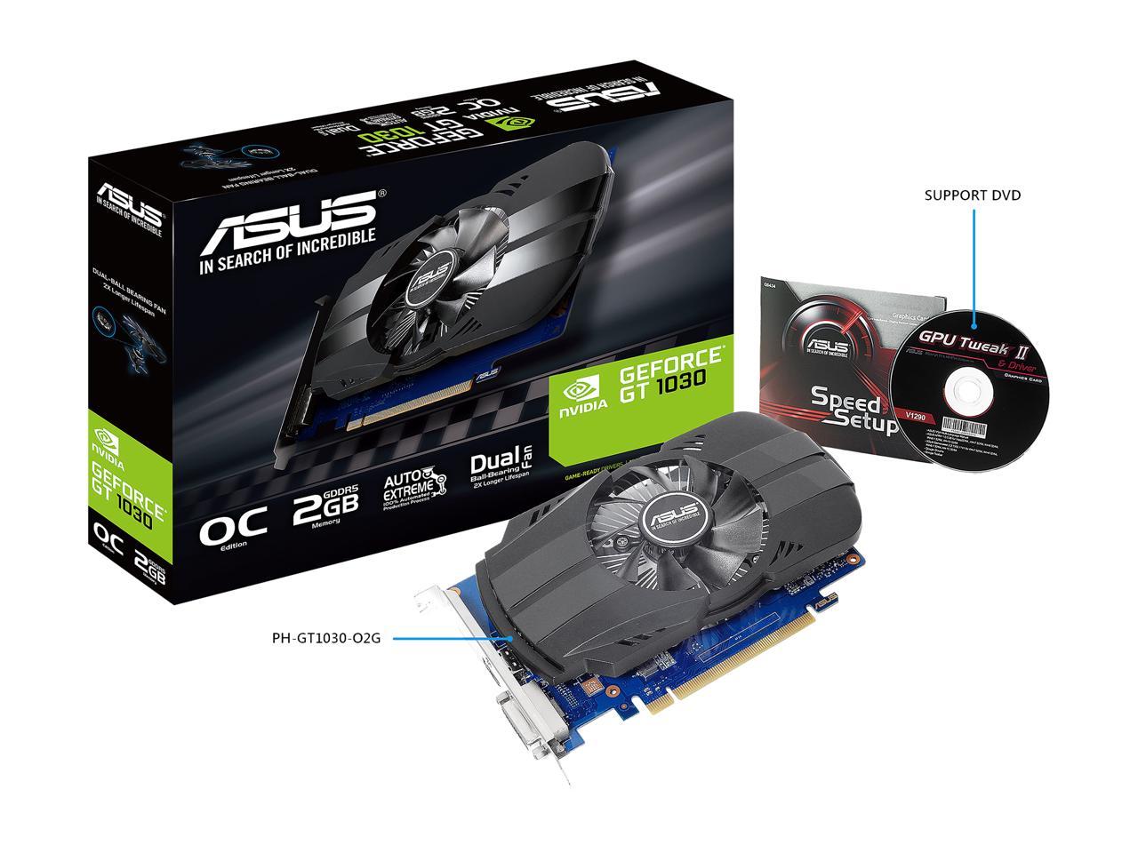 ASUS GeForce GT 1030 2GB Phoenix Fan OC Edition HDMI DVI Graphics Card (PH-GT1030-O2G)