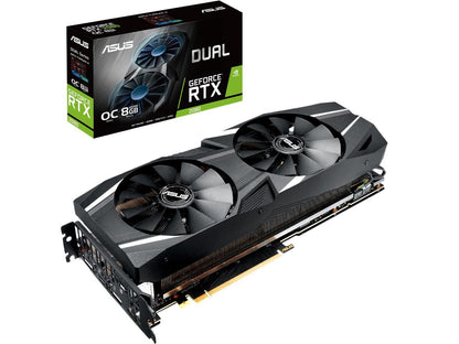ASUS GeForce RTX 2080 Overclocked 8G GDDR6 Dual-Fan Edition VR Ready HDMI DP 1.4 USB Type-C Graphics CardÂ (DUAL-RTX2080-O8G)