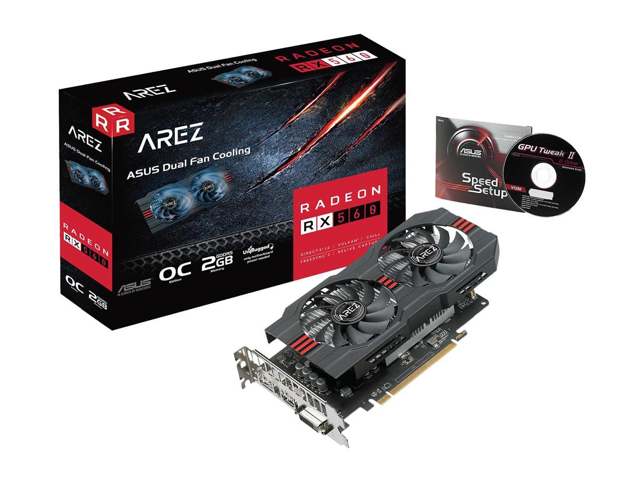 ASUS AREZ RX 560 O2G OC Edition GDDR5 DP HDMI DVI AMD Graphics Card (AREZ-RX560-O2G-EVO)