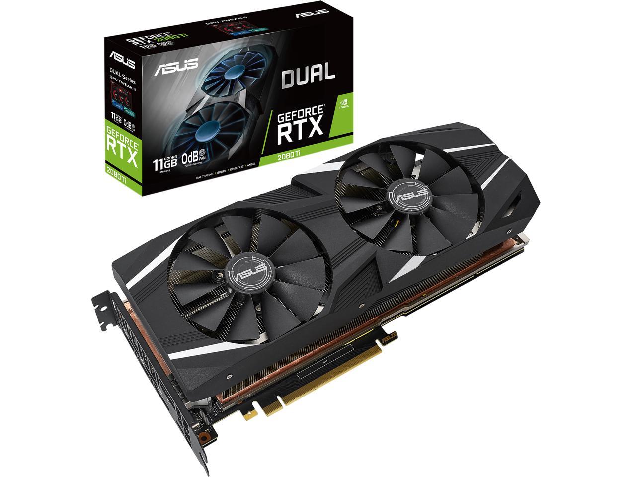 ASUS Dual GeForce RTX 2080 Ti DirectX 12 DUAL-RTX2080TI-11G 11GB 352-Bit GDDR6 PCI Express 3.0 HDCP Ready SLI Support Video Card