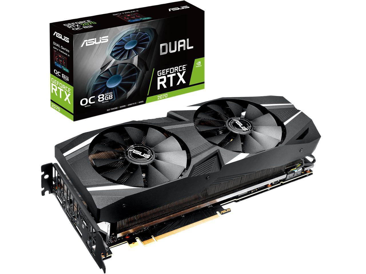 ASUS Dual GeForce RTX 2070 DirectX 12 DUAL-RTX2070-O8G 8GB 256-Bit GDDR6 PCI Express 3.0 HDCP Ready Video Card