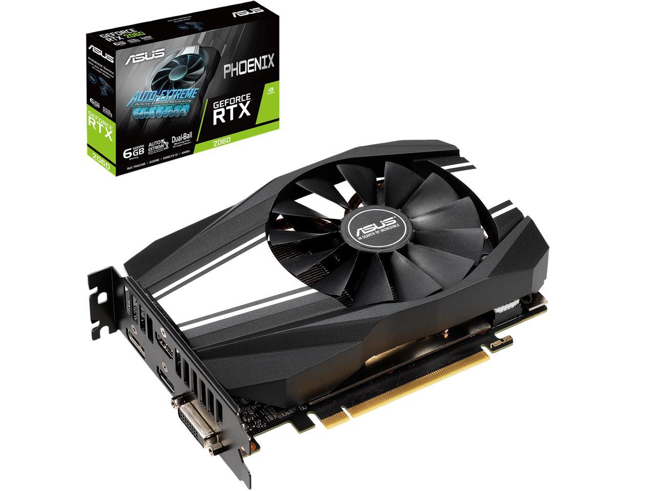 ASUS Phoenix GeForce RTX 2060 DirectX 12 PH-RTX2060-6G 6GB 192-Bit GDDR6 PCI Express 3.0 HDCP Ready Video Card