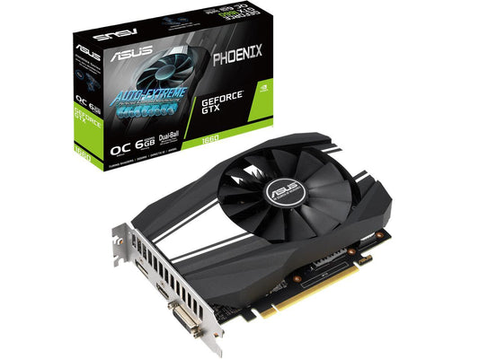 ASUS GeForce GTX 1660 Overclocked 6GB Phoenix Fan Edition HDMI DP DVI Graphics Card (PH-GTX1660-O6G)