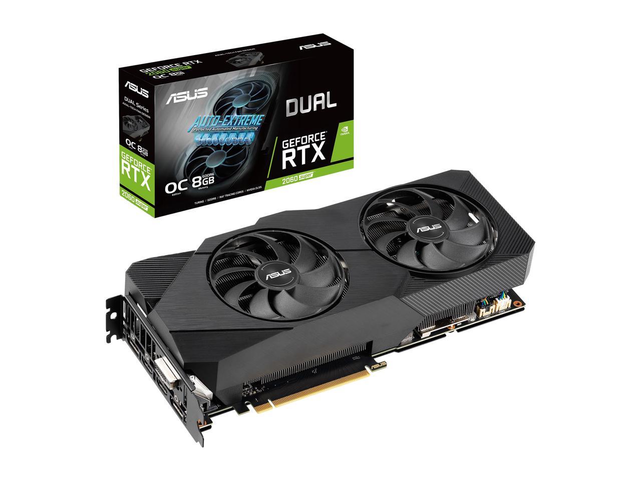 ASUS GeForce RTX 2060 SUPER Overclocked 8G EVO GDDR6 Dual-Fan Edition VR Ready HDMI DisplayPort DVI Graphics Card (DUAL-RTX2060S-O8G-EVO)