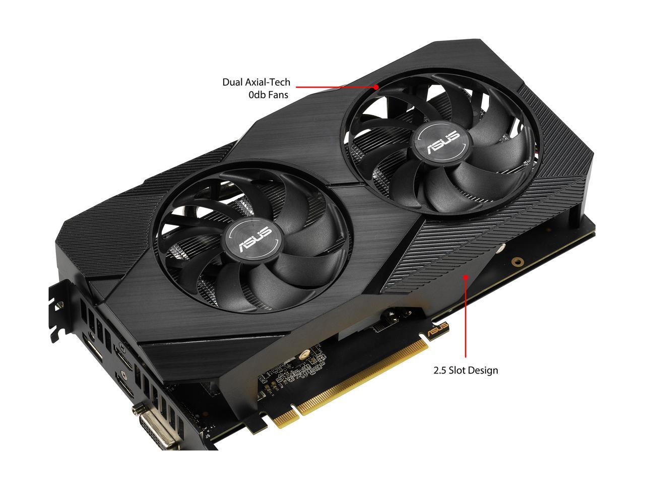 ASUS GeForce RTX 2060 Overclocked 6G GDDR6 Dual-Fan EVO Edition VR Ready HDMI DisplayPort DVI Graphics Card (DUAL-RTX2060-O6G-EVO)