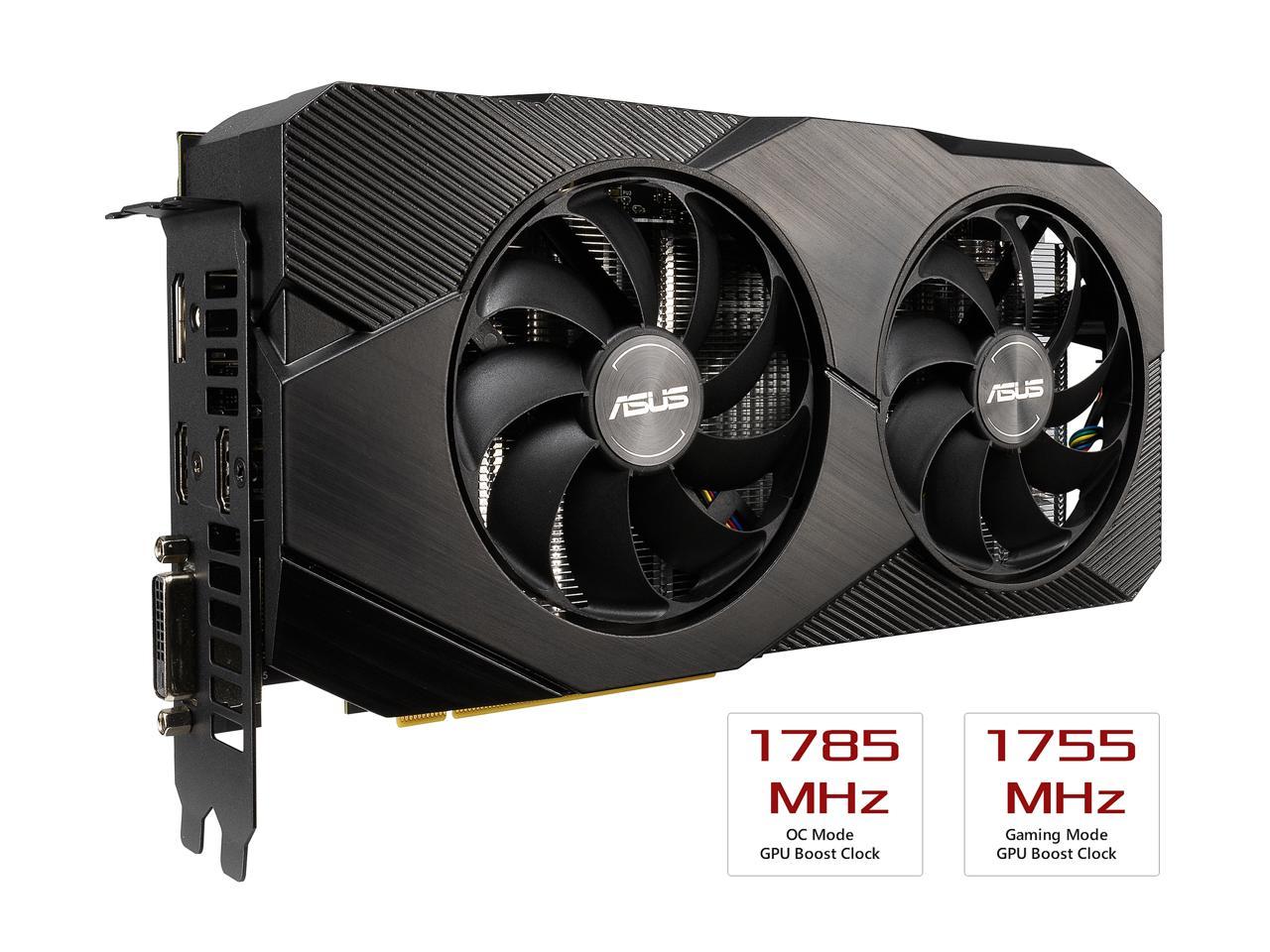 ASUS GeForce RTX 2060 Overclocked 6G GDDR6 Dual-Fan EVO Edition VR Ready HDMI DisplayPort DVI Graphics Card (DUAL-RTX2060-O6G-EVO)