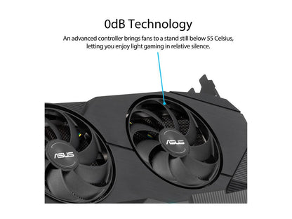 ASUS DUAL GeForce RTX 2060 SUPER EVO V2 OC Edition Gaming Graphics Card (PCIe 3.0, 8GB GDDR6, HDMI, DisplayPort, DVI-D, Axial-Tech Fan, 0dB Technology, DirectCU II, Auto-Extreme) (DUAL-RTX2060S-O8G-EVO-V2)