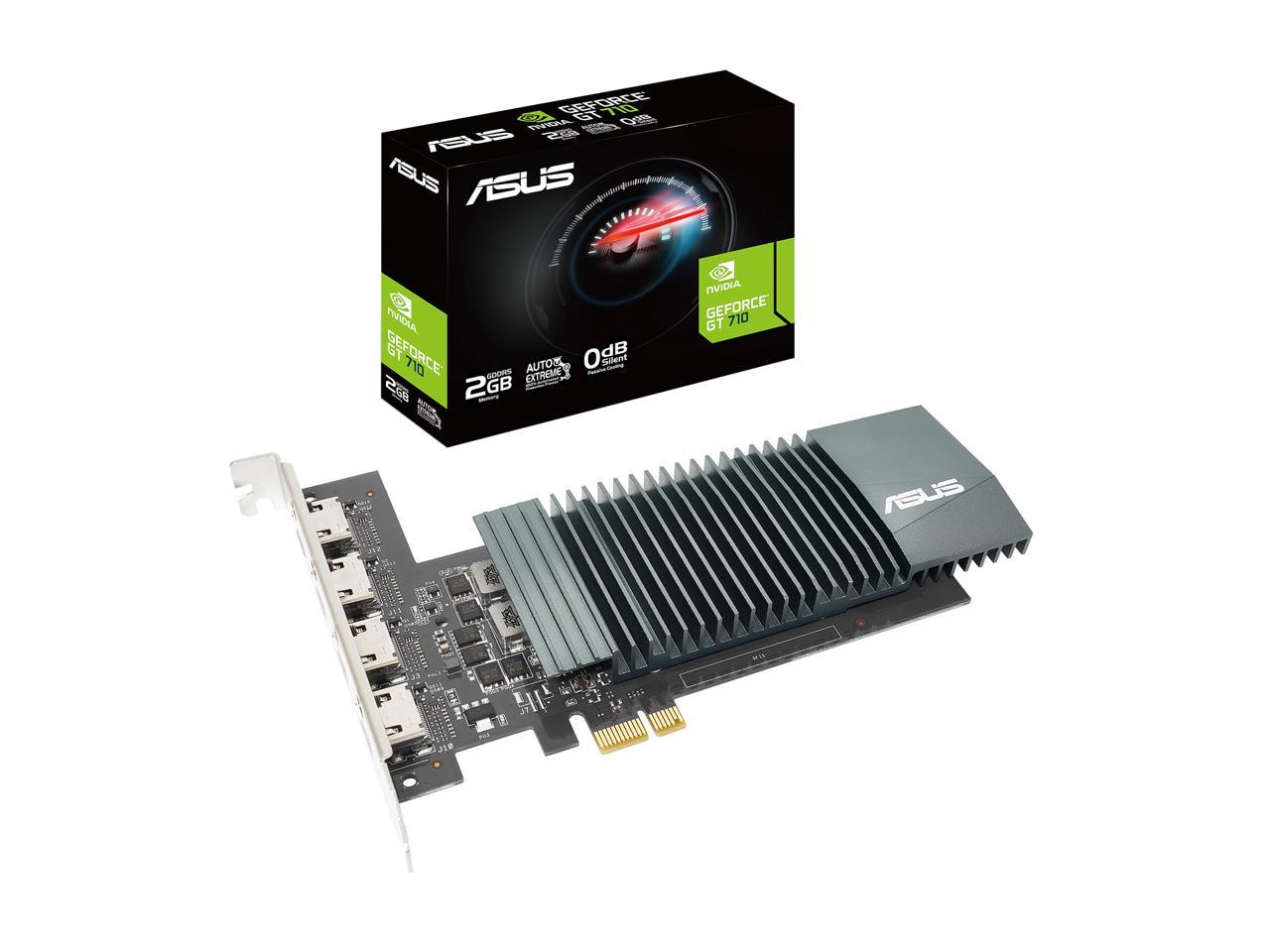 ASUS NVIDIA GeForce GT 710 Graphics Card (PCIe 2.0, 2GB GDDR5 Memory, 4 x HDMI Ports, Single-slot Design, Passive Cooling)