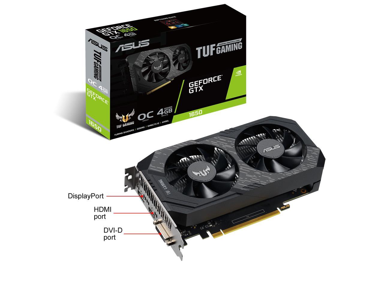 ASUS TUF Gaming GeForce GTX 1650 TUF-GTX1650-O4GD6-P-GAMING 4GB 128-Bit GDDR6 PCI Express 3.0 HDCP Ready Video Card