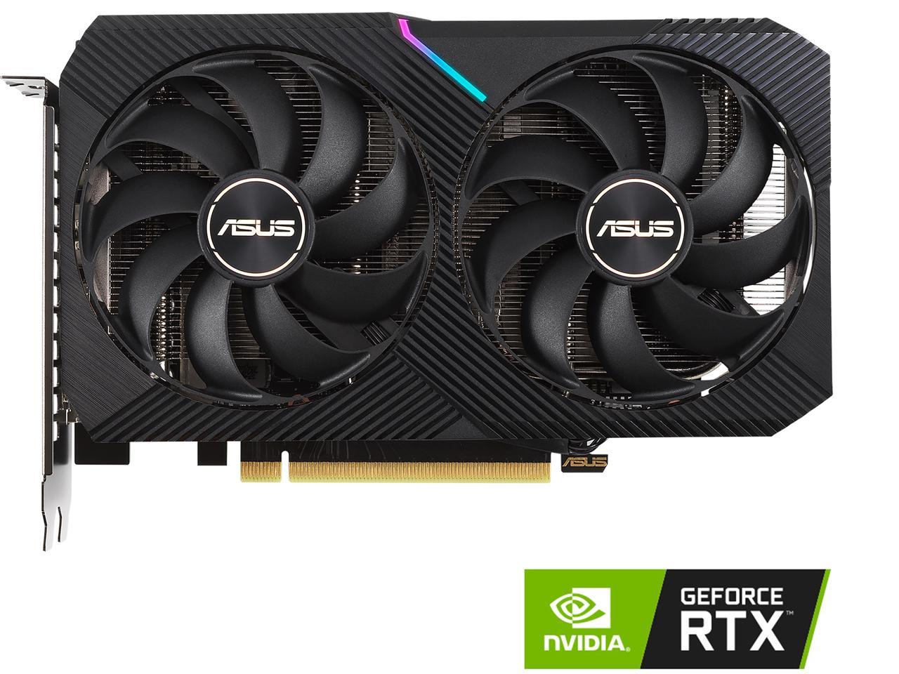 ASUS DUAL GeForce RTX 3060 OC Edition Gaming Graphics Card (PCIe 4.0, 12GB GDDR6 Memory, HDMI 2.1, DisplayPort 1.4a, 2-slot Design, Axial-tech Fan Design, 0dB Technology), DUAL-RTX3060-O12G