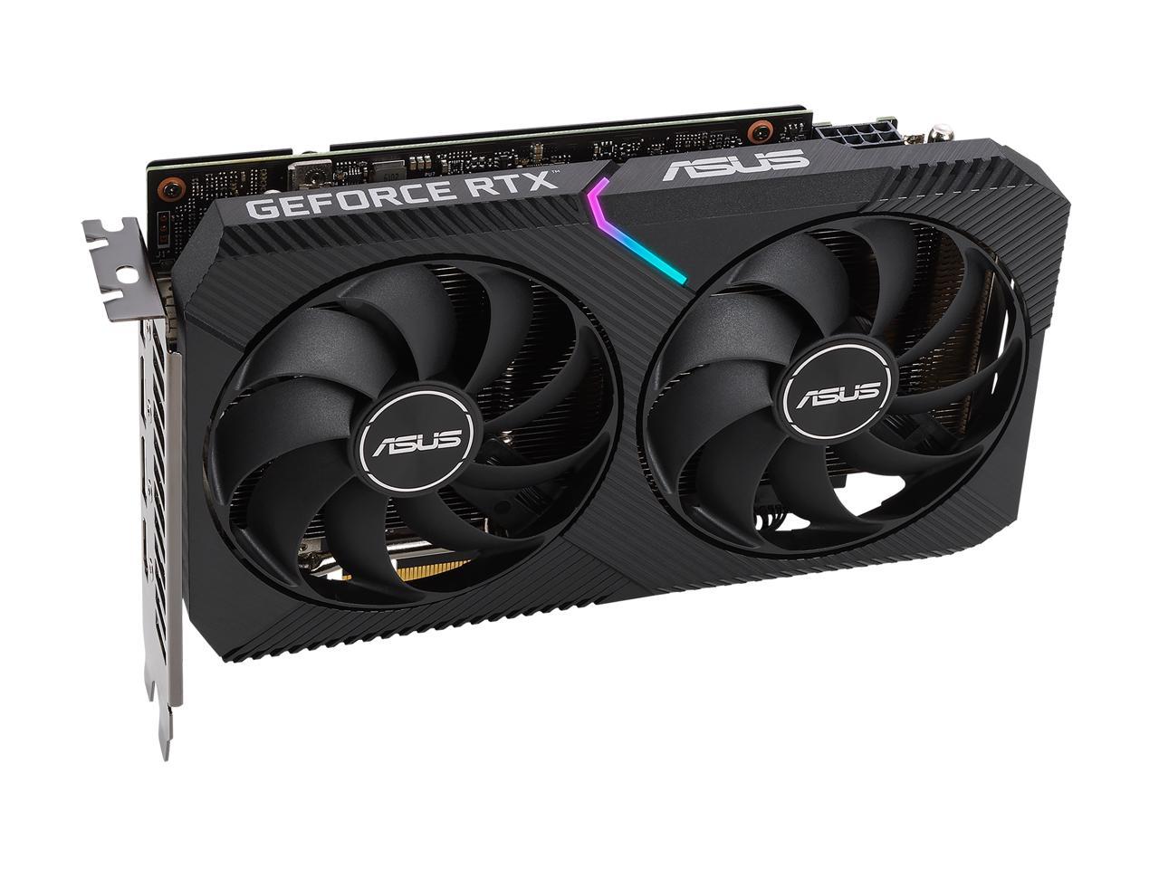 ASUS DUAL GeForce RTX 3060 OC Edition Gaming Graphics Card (PCIe 4.0, 12GB GDDR6 Memory, HDMI 2.1, DisplayPort 1.4a, 2-slot Design, Axial-tech Fan Design, 0dB Technology), DUAL-RTX3060-O12G