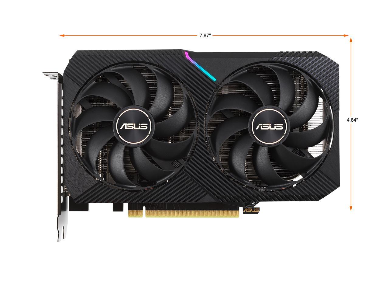 ASUS DUAL GeForce RTX 3060 OC Edition Gaming Graphics Card (PCIe 4.0, 12GB GDDR6 Memory, HDMI 2.1, DisplayPort 1.4a, 2-slot Design, Axial-tech Fan Design, 0dB Technology), DUAL-RTX3060-O12G