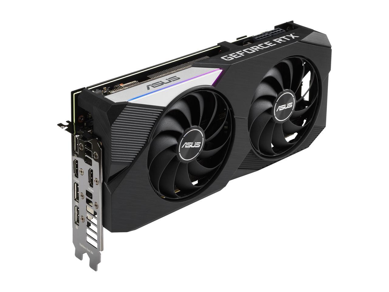ASUS Dual NVIDIA GeForce RTX 3070 V2 OC Edition Gaming Graphics Card (PCIe 4.0, 8GB GDDR6, LHR, HDMI 2.1, DisplayPort 1.4a, Axial-tech Fan Design, Dual BIOS, Protective Backplate) DUAL-RTX3070-O8G-V2